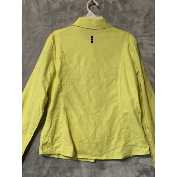 Jamie Sadock Womens Shirt Small Yellow Golf Linen Blend Button Up Collar Pockets - Picture 5 of 11